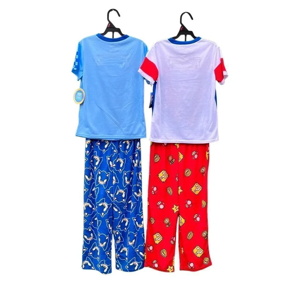 Boys Mario & Sonic Short Sleeve Top & Sleep Pants Pajama 2, 2-Piece Sets Size S